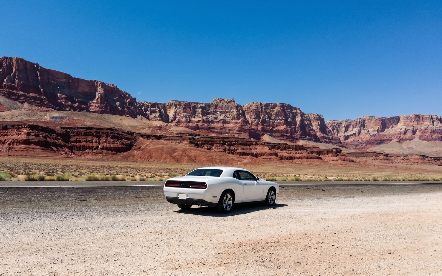 A classic ride parked on Route 66